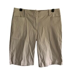 Talbots‎ Chino Shorts Size 6 Khaki Tan Cotton Stretch Bermuda Flat Front Preppy